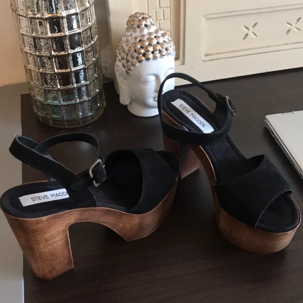 Steve Madden Black Suede Platform Heels